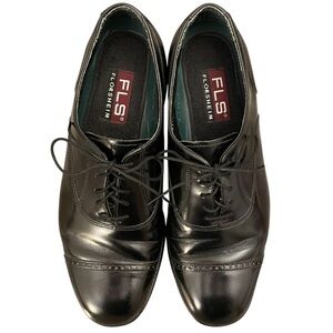 Florsheim Solid Black Genuine Leather Oxford Lace Up Dress Shoes